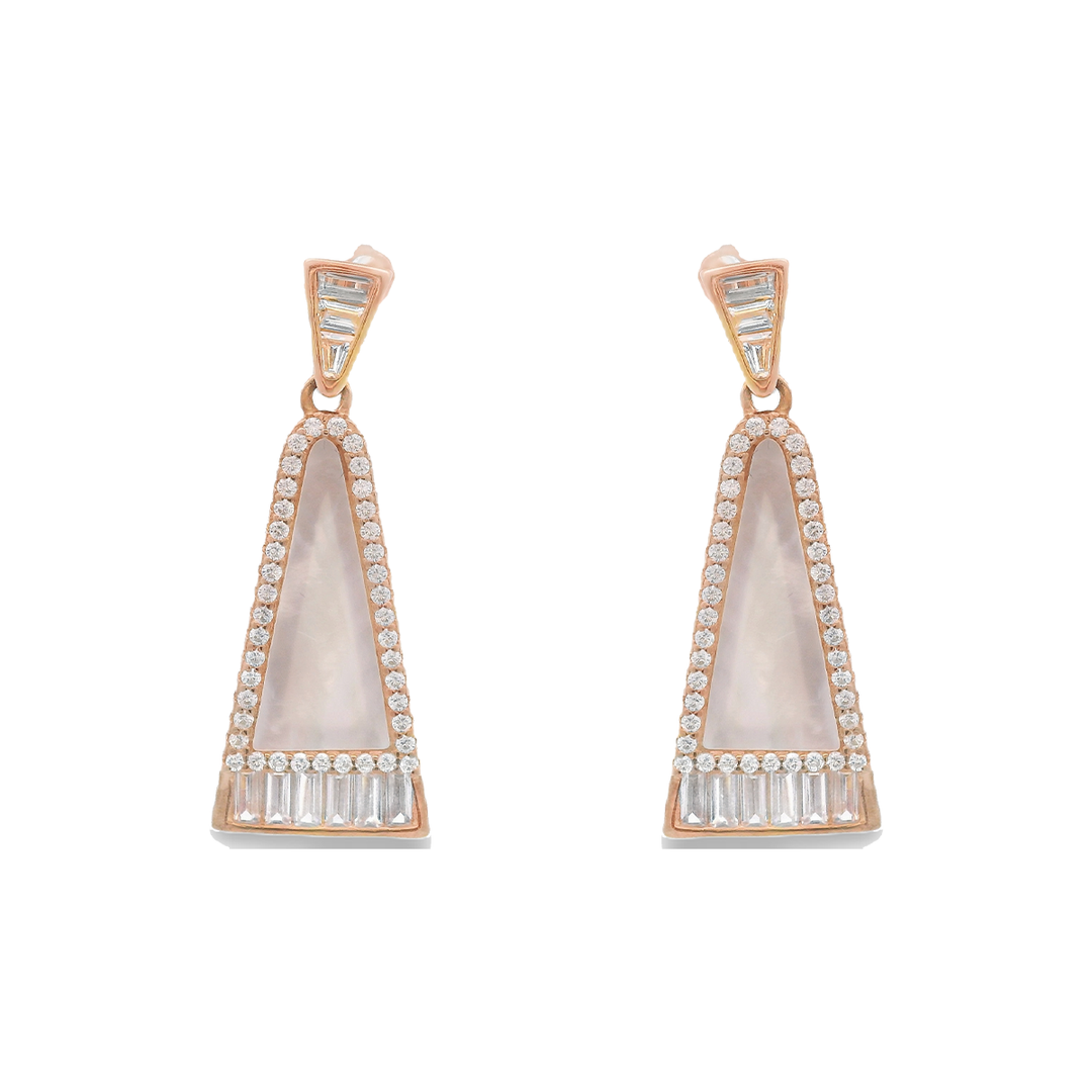 Rose Gold Crystal Glow MOP Silver Earrings