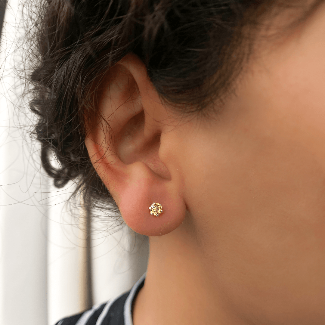 Ontique 925 Silver Lemon Chiffon Studs Earrings For Women