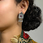 Load image into Gallery viewer, Brahmi Oxidised Silver Earrings
