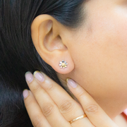 Sunflower 1 micron gold plated silver earrings