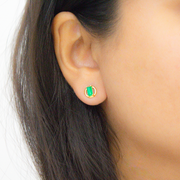 Green Glint 18k Gold Plated Sterling Silver Earrings