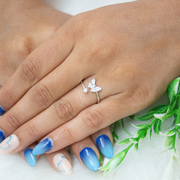 Loom Butterfly Sterling Silver Adjustable Ring