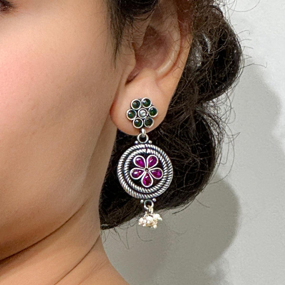 Tattva Silver Oxidised Earrings