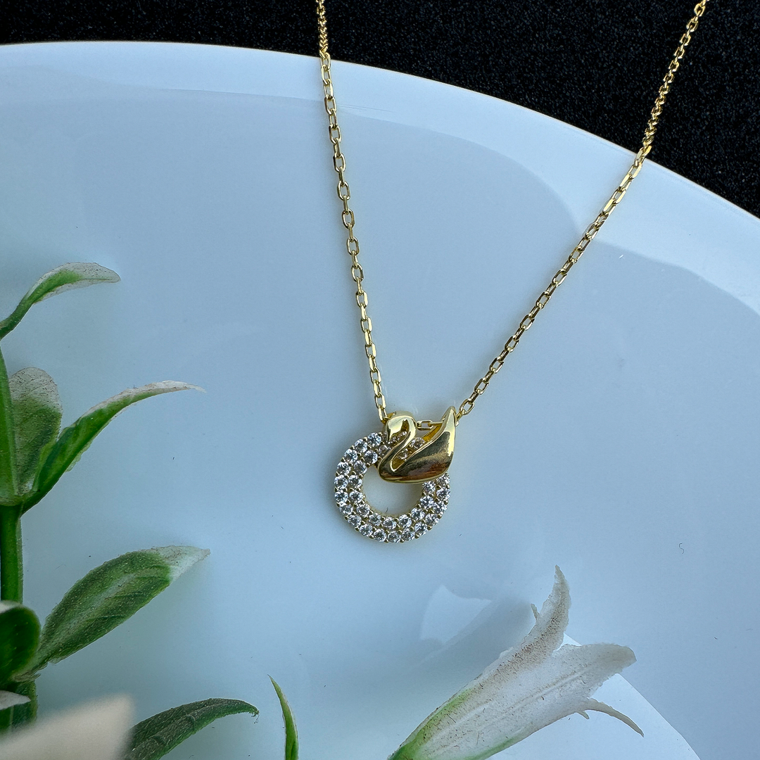 Gliding Swan Golden Sterling Silver Pendant Chain