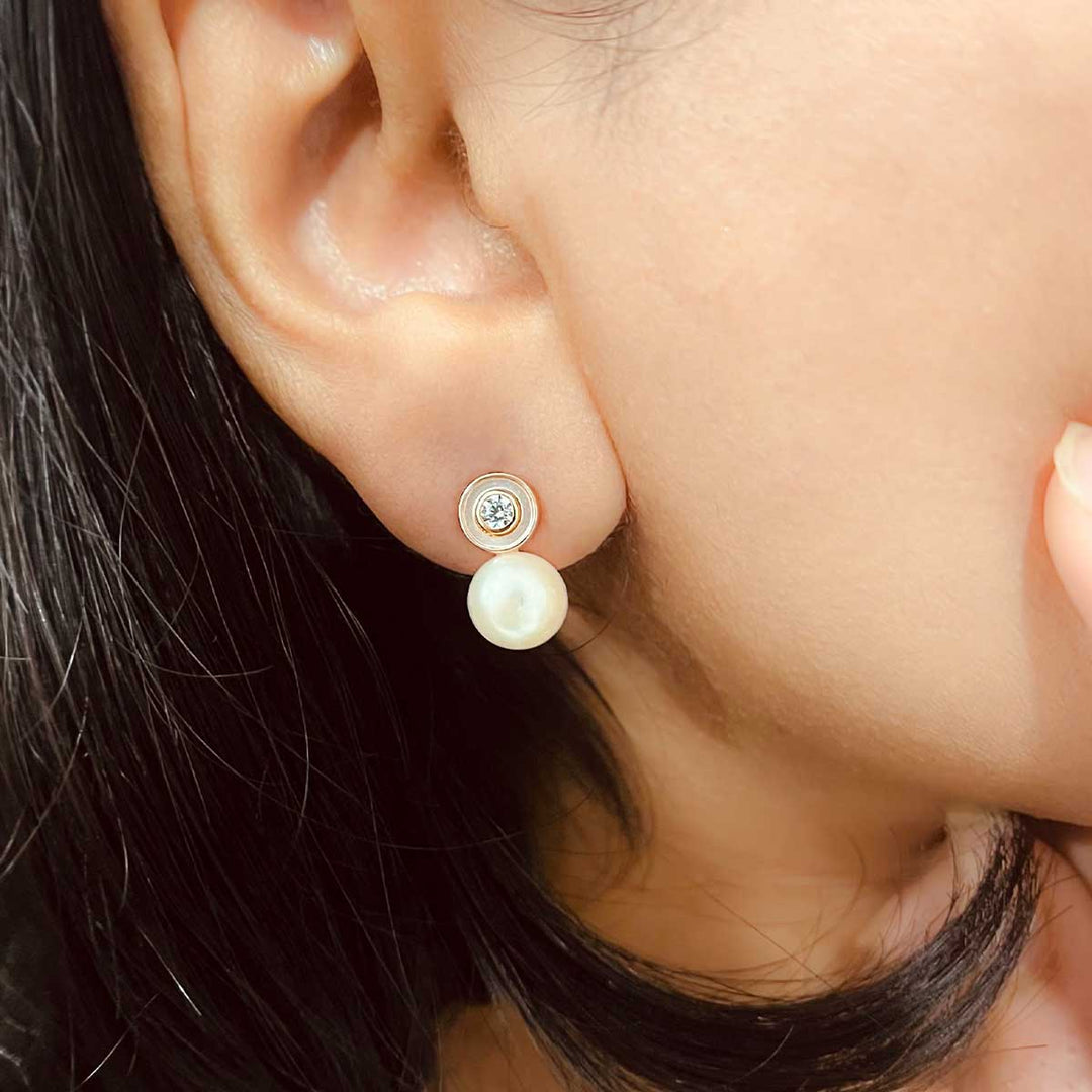 Frozen pearl Silver stud earrings