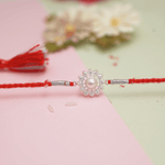 Load image into Gallery viewer, Silver Flower Rakhi with Moti
