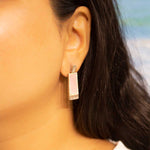 Load image into Gallery viewer, Pink Crystal charm MOP silver earrings
