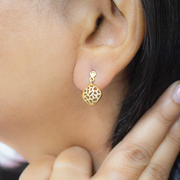 Crisscross globe 1 micron gold plated silver earrings