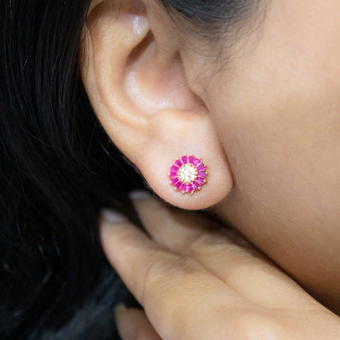 Pink petal bloom earrings