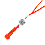 Load image into Gallery viewer, Silver Rose Lumba Rakhi for Bhabhi
