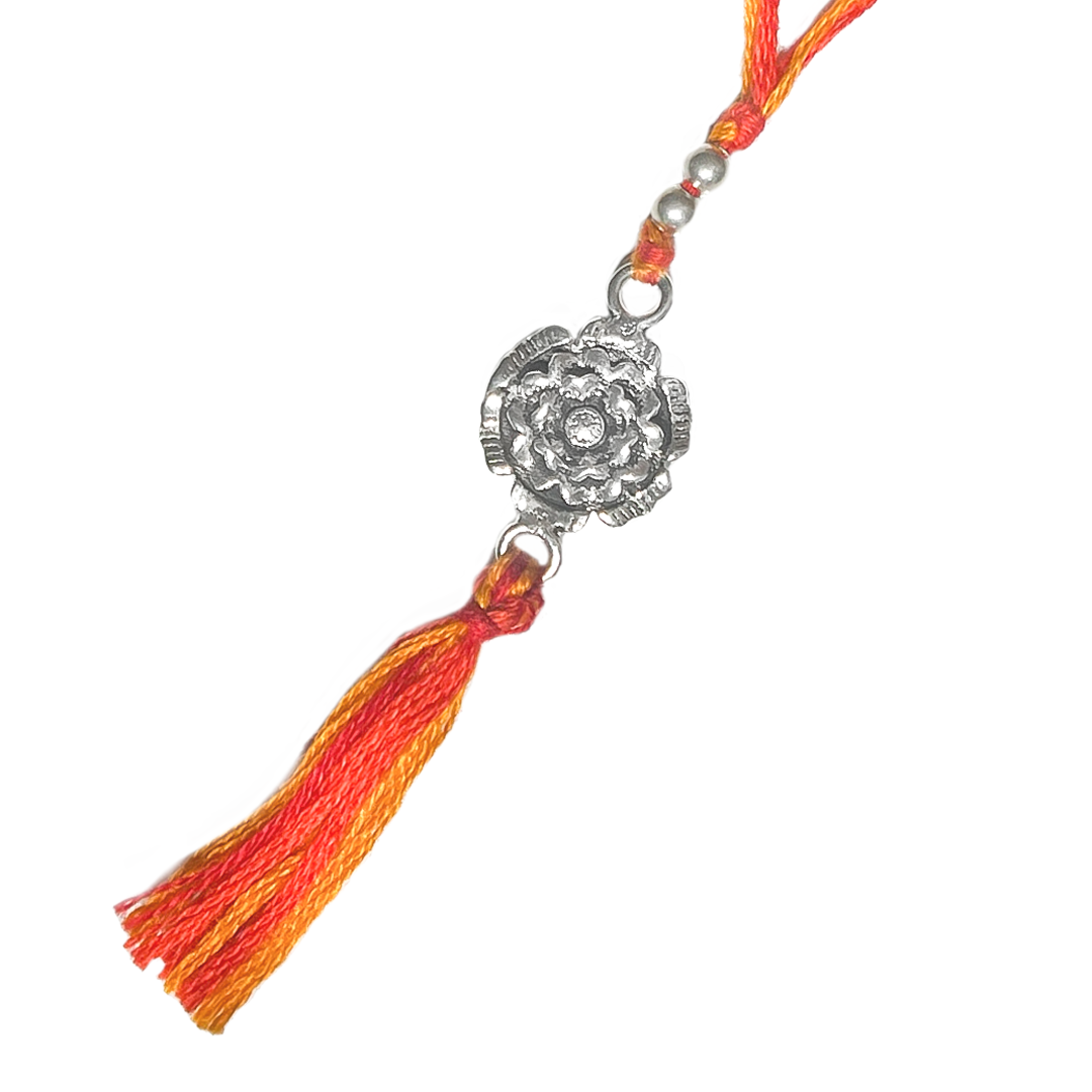 Silver Rose Lumba Rakhi for Bhabhi