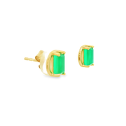 Green Glint 18k Gold Plated Sterling Silver Earrings