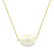 Pearl Drop 18K Gold Plated Sterling Silver Pendant Chain Necklace