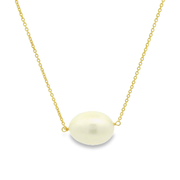 Pearl Drop 18K Gold Plated Sterling Silver Pendant Chain Necklace