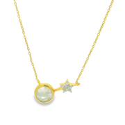 Moon Star 18K Gold Plated Sterling Silver Pendant Chain Necklace