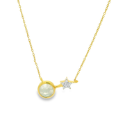 Moon Star 18K Gold Plated Sterling Silver Pendant Chain Necklace