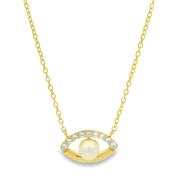 Evil Eye Drop 18K Gold Plated Sterling Silver Pendant Chain Necklace