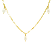 Pearl Droplets 18K Gold Plated Sterling Silver Pendant Chain Necklace