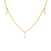 Pearl Droplets 18K Gold Plated Sterling Silver Pendant Chain Necklace