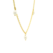 Pearl Droplets 18K Gold Plated Sterling Silver Pendant Chain Necklace