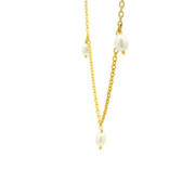 Pearl Droplets 18K Gold Plated Sterling Silver Pendant Chain Necklace