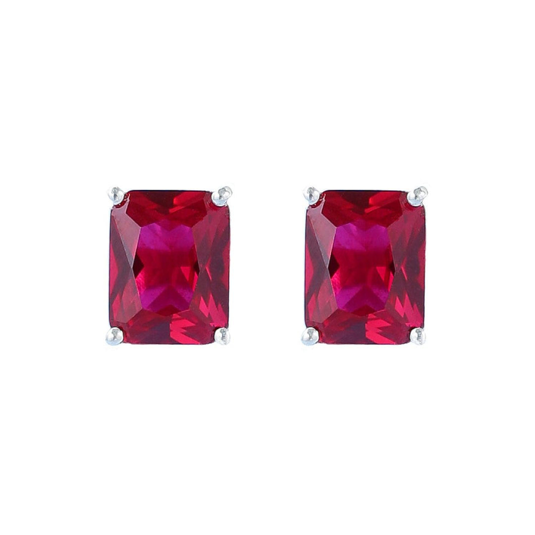 Emerald Ruby Stone Stud Earrings