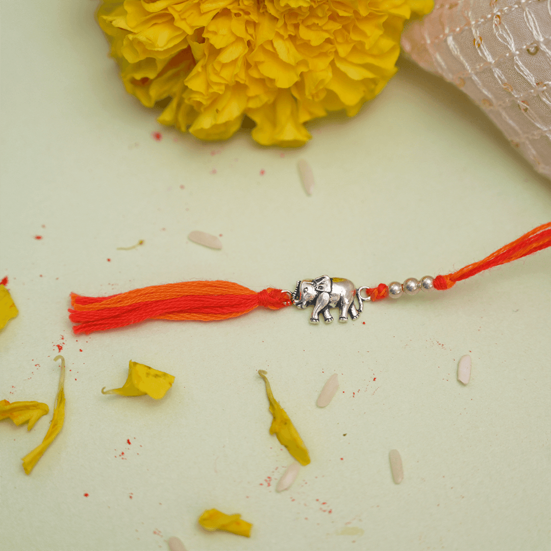 Silver Elephant Lumba Rakhi for Bhabhi