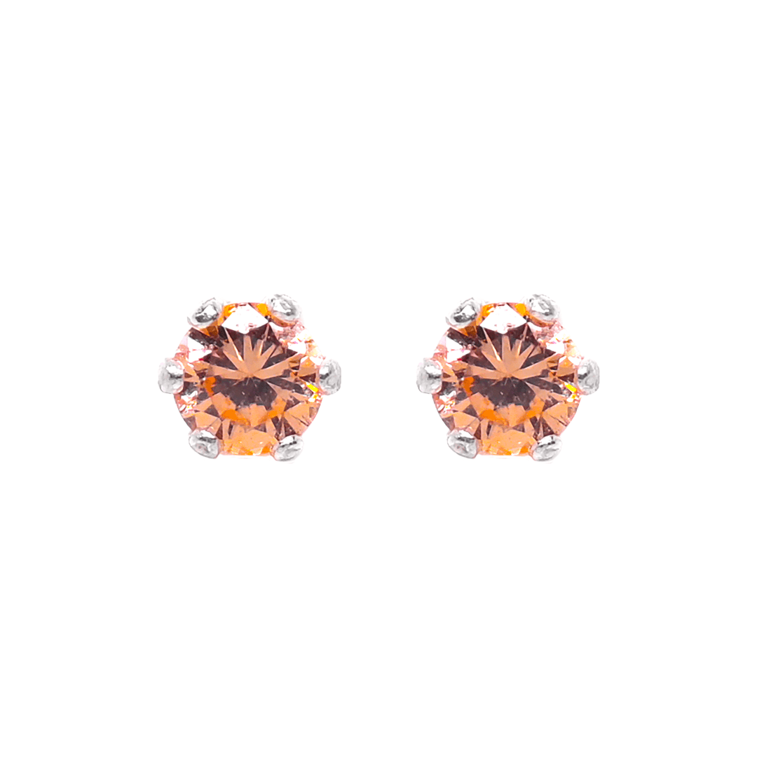 Ontique 925 Silver Apricot Orange Studs Earrings For Women