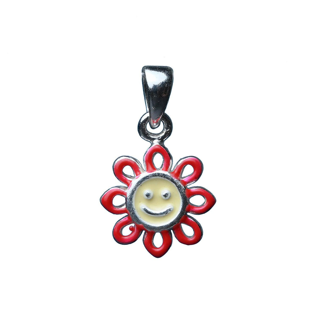 Ontique 925 Silver Flower Shaped Pendant For Kids