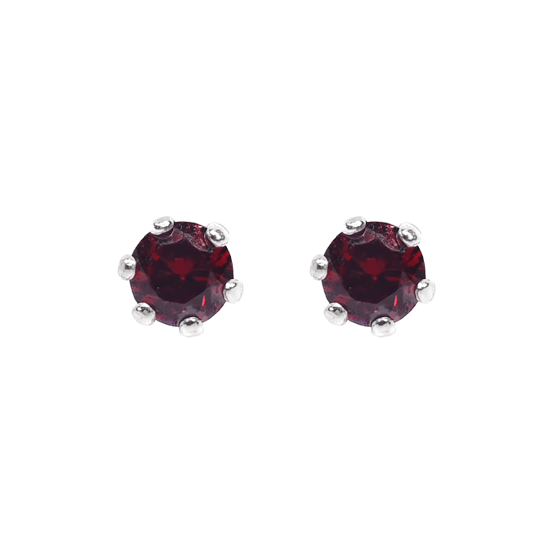 Ontique 925 Silver Burgandy Maroon Studs Earrings For Women