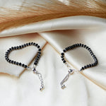 Load image into Gallery viewer, Pure Chandi Black Bead Crystal Nazariya - Adjustable Size, One Pair
