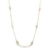 Pearl Droplets Rhodium Plated Sterling Silver Pendant Chain Necklace