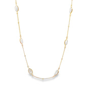 Pearl Droplets Rhodium Plated Sterling Silver Pendant Chain Necklace