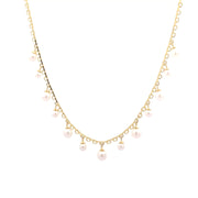 Pearl droplets 925 sterling silver pendants chain set