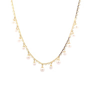 Pearl droplets 925 sterling silver pendants chain set