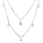 Selene Two Layer 925 Sterling Silver Chain Pendant Set