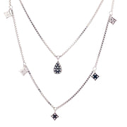 Selene Two Layer 925 Sterling Silver Chain Pendant Set