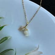 Garnet Rose Golden Sterling Silver Pendant Chain