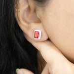 Load image into Gallery viewer, Dazzling Ruby Silver stud earrings
