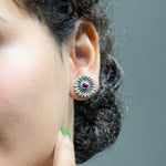 Load image into Gallery viewer, Surya Mukhi Silver Oxidised Earrings
