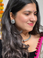 Load image into Gallery viewer, Chandramukhi Silver Oxidise Earrings
