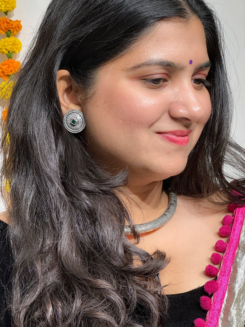 Chandramukhi Silver Oxidise Earrings