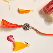 Silver Rose Lumba Rakhi for Bhabhi