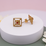 Load image into Gallery viewer, Square Essence 1 micron gold plated silver earrings
