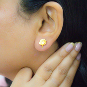 Hibiscus 1 micron gold plated silver earrings
