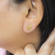 Square Essence 1 micron gold plated silver earrings
