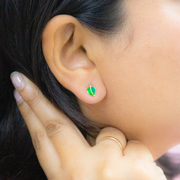 Green Leaf 1 micron gold plated silver earrings