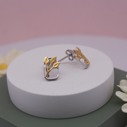 Tulip 1 micron gold plated silver earrings