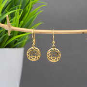 Crisscross globe 1 micron gold plated silver earrings