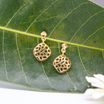 Load image into Gallery viewer, Crisscross globe 1 micron gold plated silver earrings
